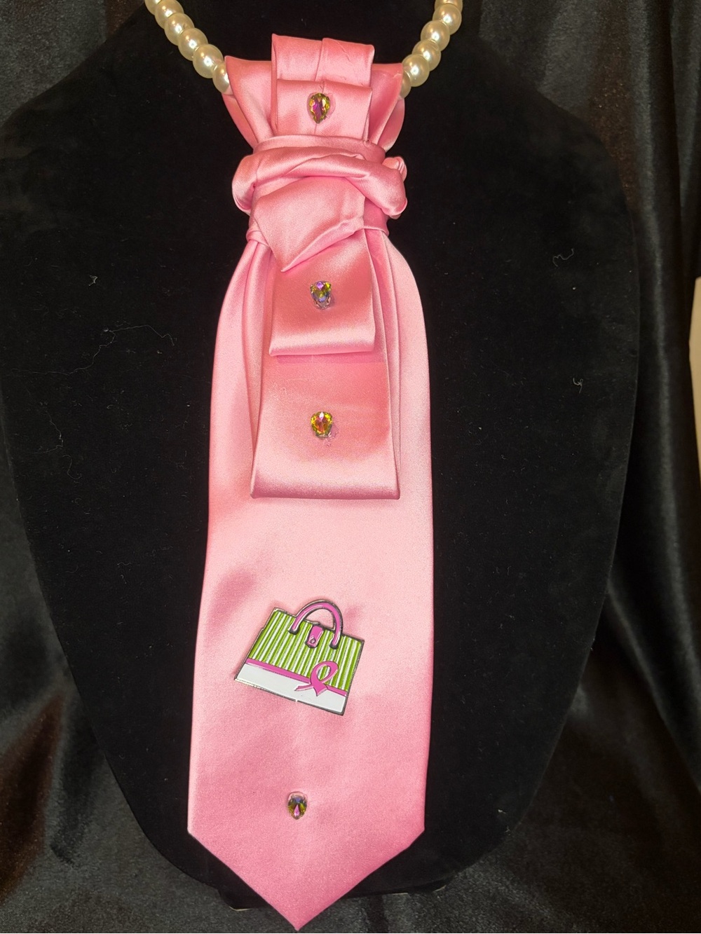 Pink Satin Ribbon Necklace Tie Decorative Accents